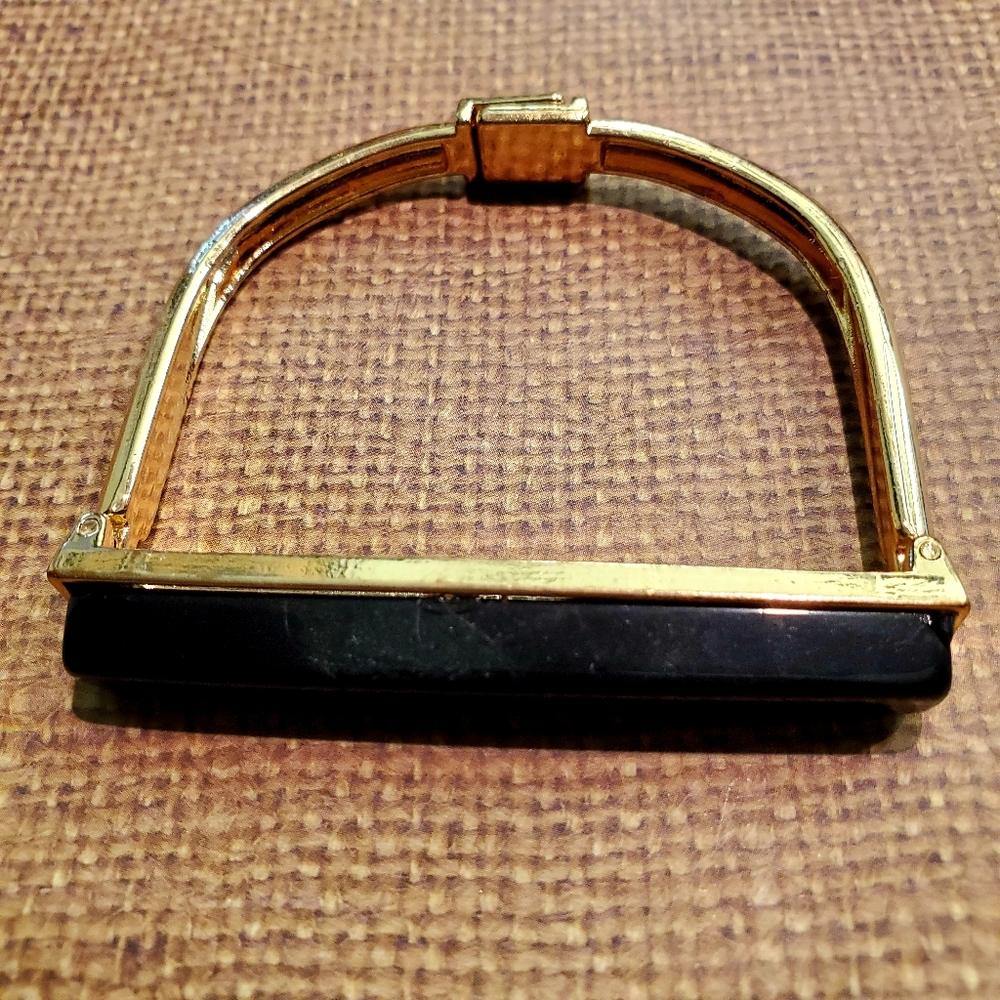 Black and Goldtone Bracelet with Magnetic Closure